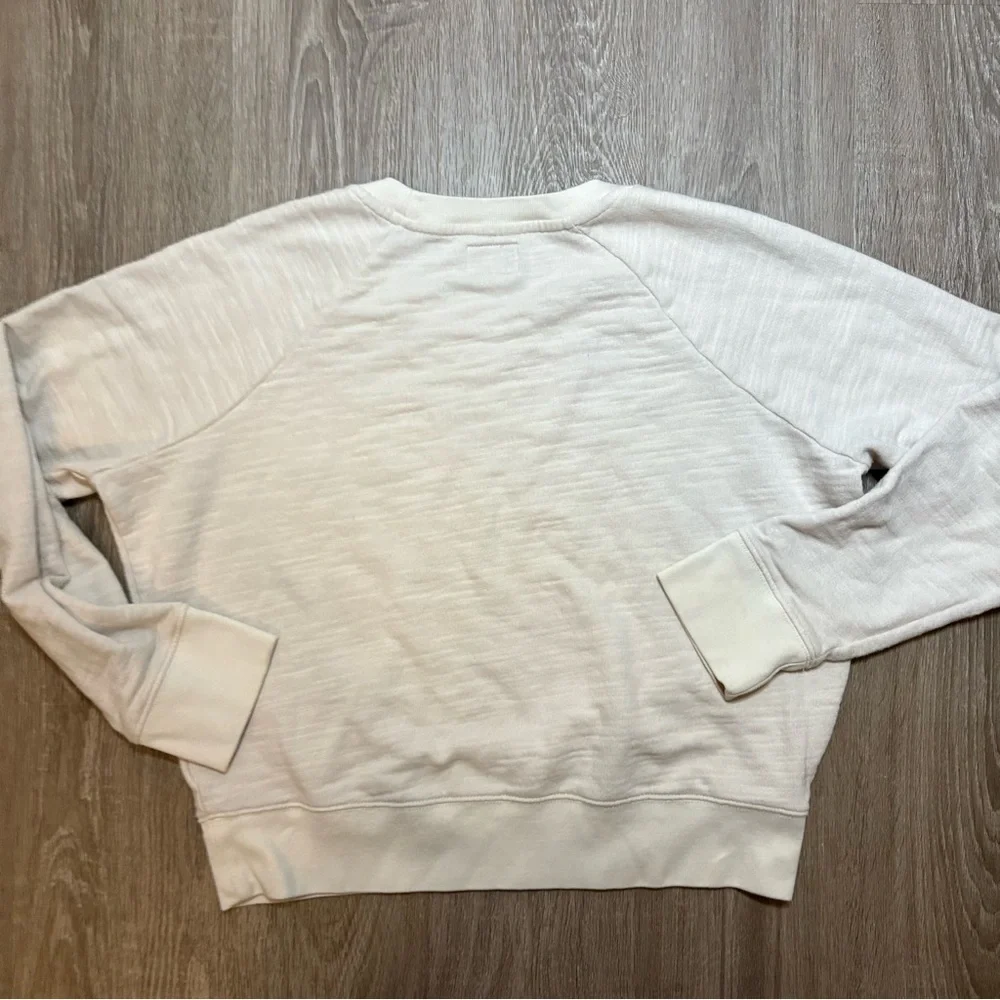 J.Crew Vintage Fleece Ivory Embroidered Sweatshirt Small​​